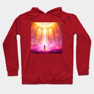 Mystical Heavenly Light Engulfs Lone Monk Hoodie